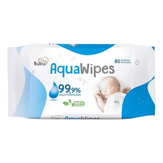 Toallitas Húmedas Aquawipes 99% Agua 80 Unid. Bubu