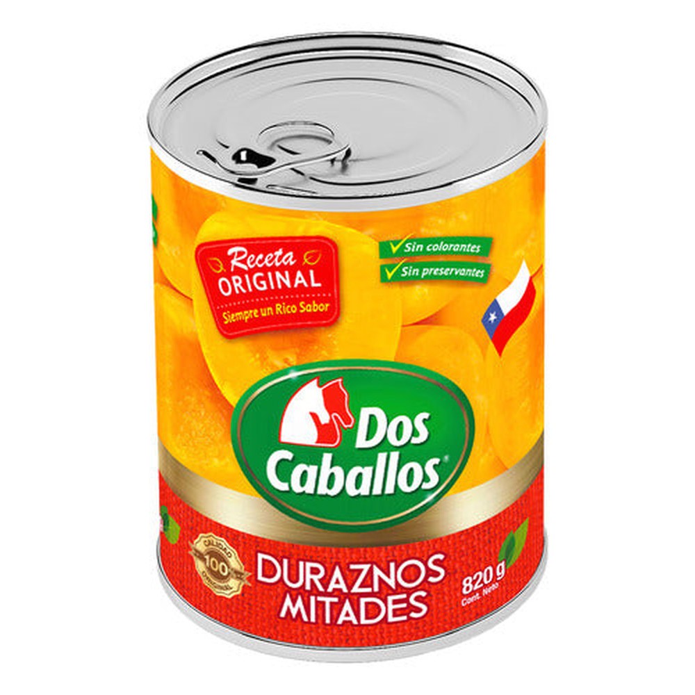 Duraznos En Mitades 820g Conserva Dos Caballos