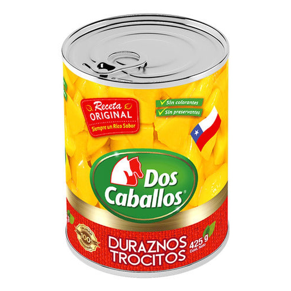 Duraznos En Trocitos 425g Conserva Dos Caballos