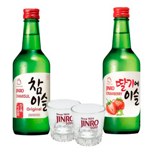 2 Soju Coreano 360 Ml Y 2 Vasos De Soju