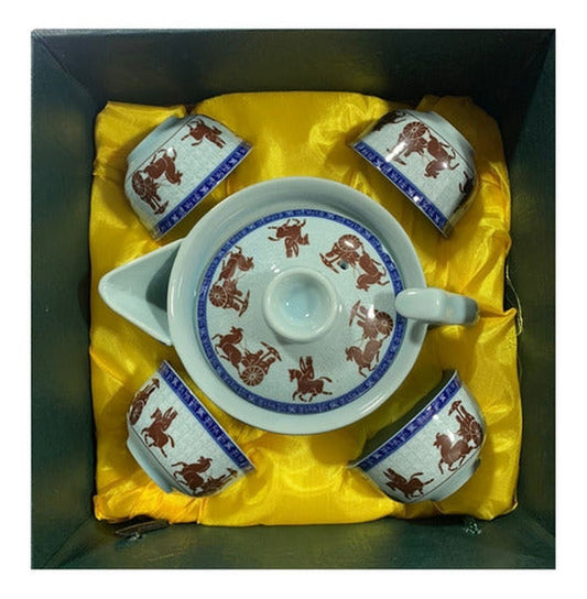 Set Ceremonial Te Chino 4 Tacitas Con Caja De Madera