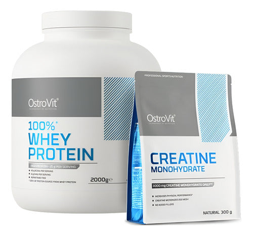 Pack Proteína 2kg + Creatina Monohidr. 300g Ostrovit Sabores - Proteína Mantequilla de Maní y Creatina