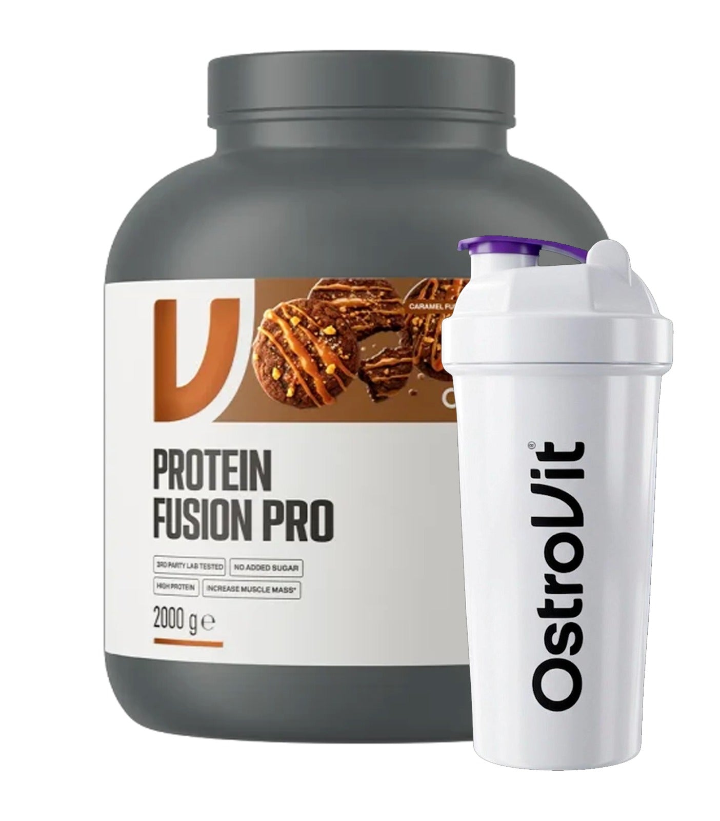 Proteina Fusion Pro 2kg Ostrovit Caramel Fudge Brownie + Shaker