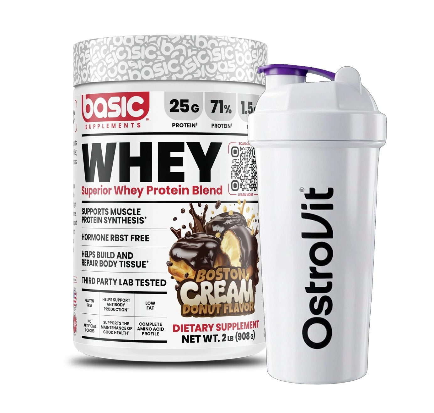Proteina Whey Basic 908g Boston Cream Donut + Shaker