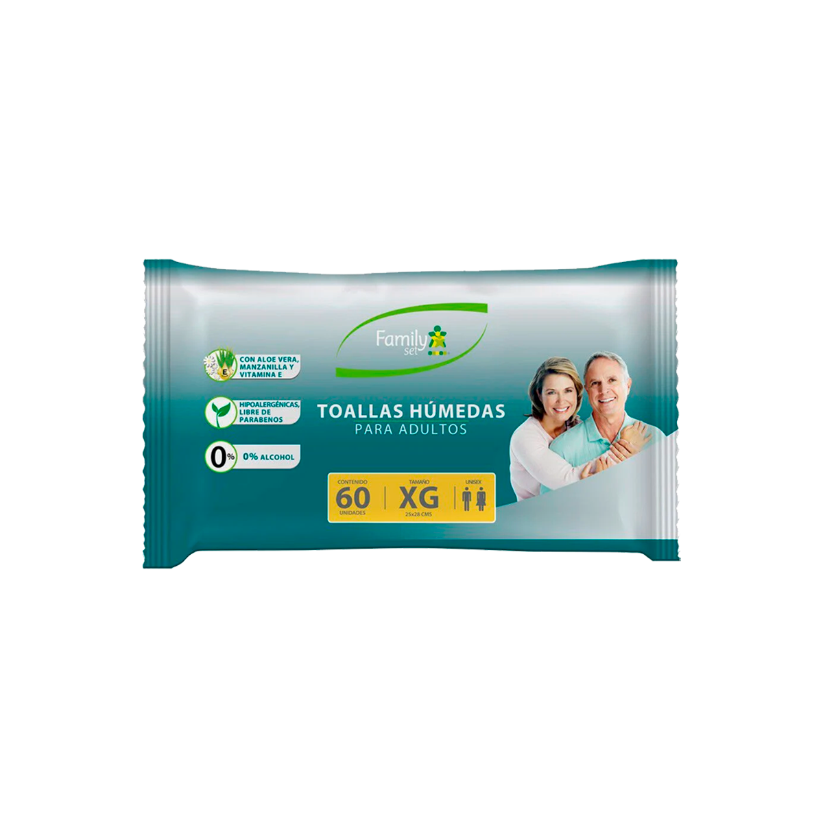Toallas Húmedas Adultos Family Set Manzanilla Aloe Vera 60un Antibacterianas