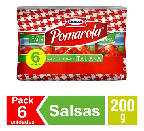 Pack 6 Salsas De Tomate Italiana De 200g Pomarola Carozzi